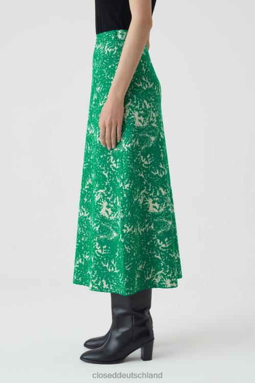 Kleidung grüne Patina 0RP8Z1782 CLOSED Langer Rock aus Wolle und Kaschmir Frauen