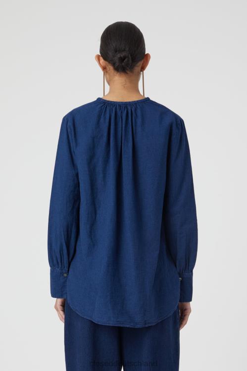 Kleidung Dunkelblau 0RP8Z1544 CLOSED Bluse aus Leinen und Baumwolle Frauen
