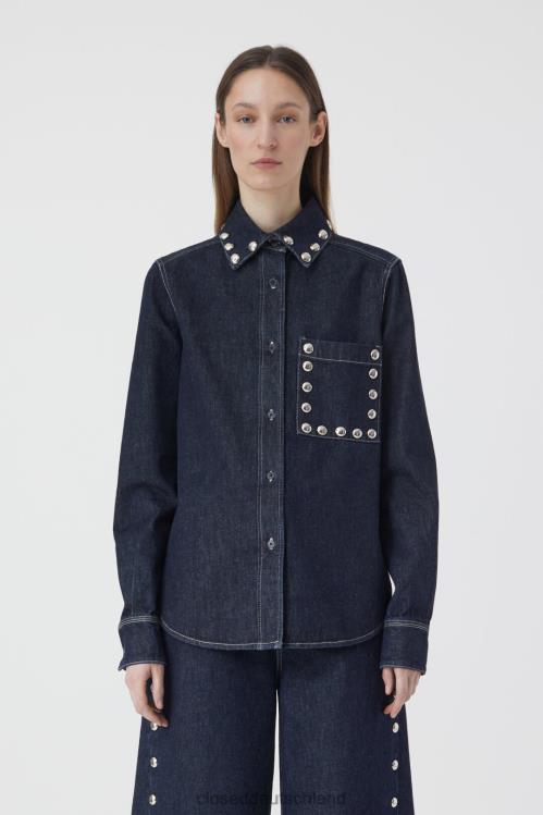Kleidung Dunkelblau 0RP8Z432 CLOSED Bluse mit Nieten Frauen
