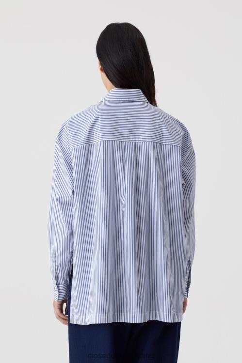 Kleidung Elfenbein 0RP8Z1554 CLOSED gestreiftes Longshirt Frauen