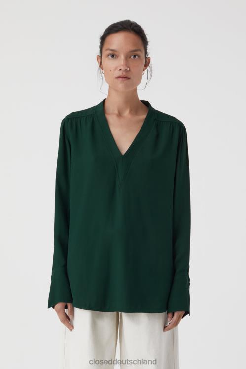 Kleidung Farngrün 0RP8Z498 CLOSED Bluse mit V-Ausschnitt Frauen