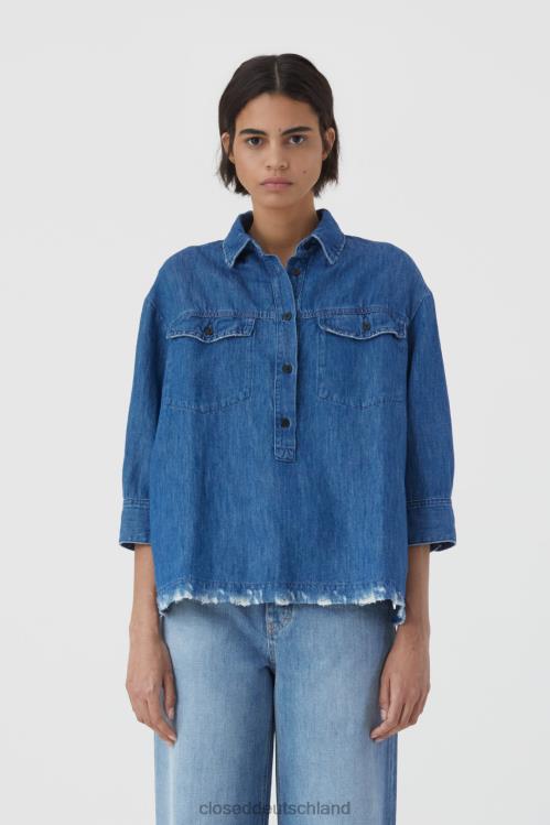 Kleidung Mittelblau 0RP8Z1542 CLOSED Bluse aus Baumwolle und Leinen Frauen