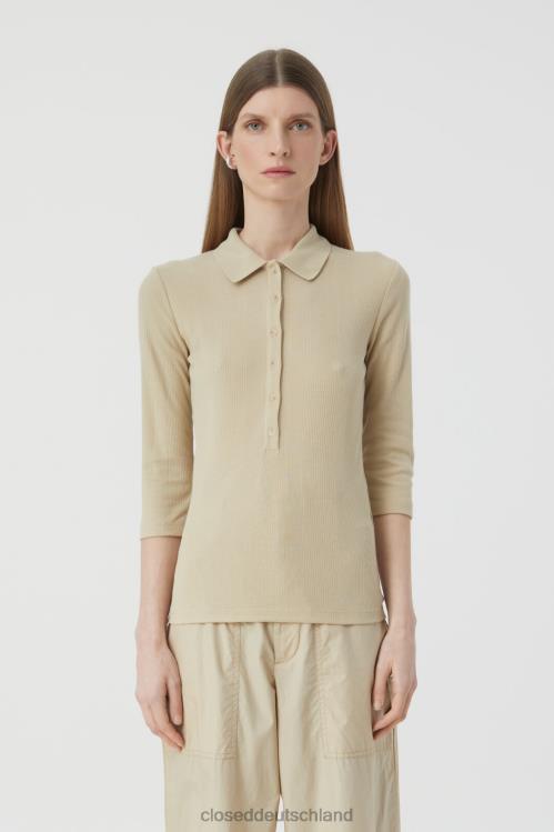 Kleidung Schilfbeige 0RP8Z1686 CLOSED zerrissenes Poloshirt Frauen