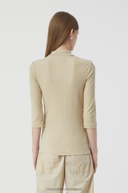 Kleidung Schilfbeige 0RP8Z1686 CLOSED zerrissenes Poloshirt Frauen