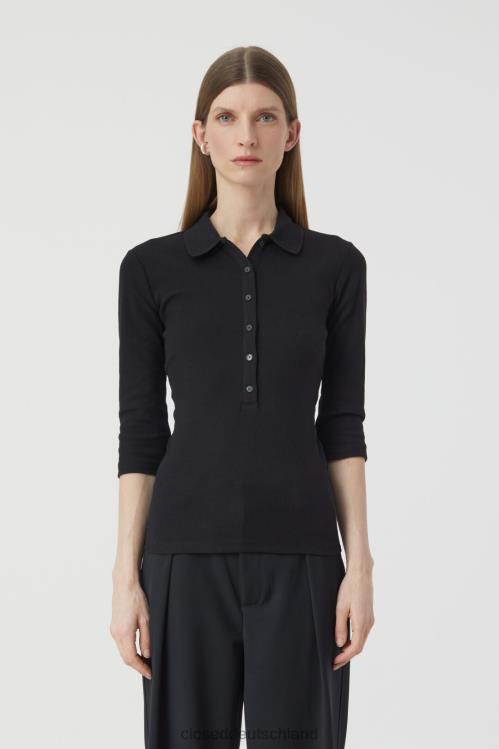 Kleidung Schwarz 0RP8Z1688 CLOSED zerrissenes Poloshirt Frauen
