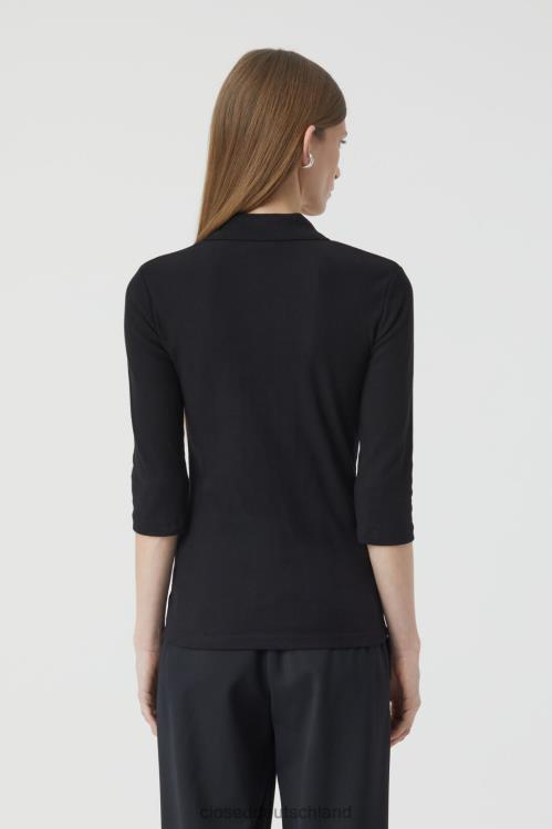 Kleidung Schwarz 0RP8Z1688 CLOSED zerrissenes Poloshirt Frauen