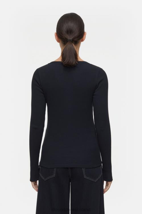 Kleidung Schwarz 0RP8Z511 CLOSED Langarmshirt mit V-Ausschnitt Frauen