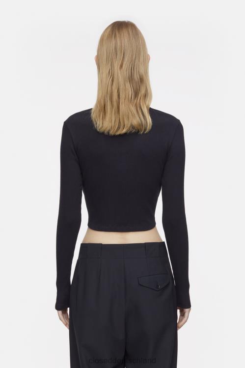Kleidung Schwarz 0RP8Z524 CLOSED kurzes Langarmshirt Frauen