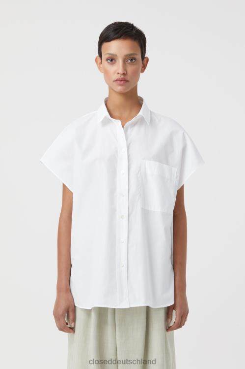 Kleidung Weiß 0RP8Z1558 CLOSED Kurzarmbluse aus Baumwolle Frauen