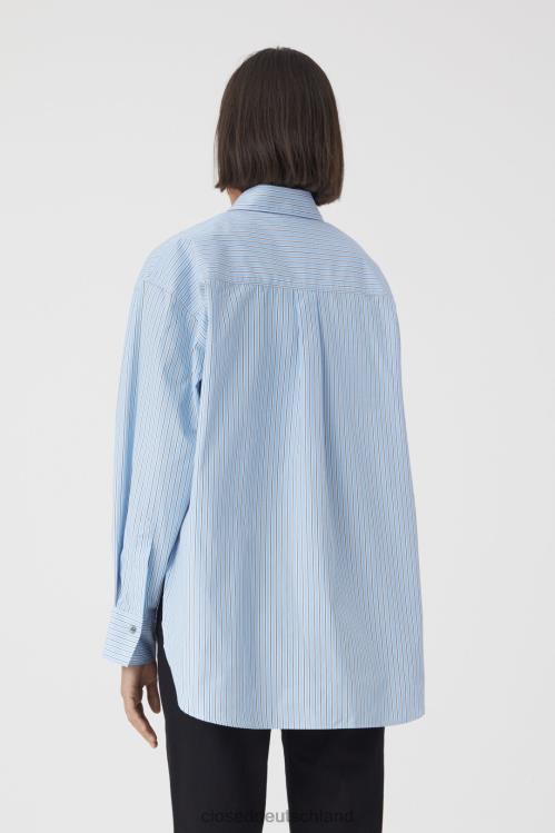 Kleidung blauer Morgenhimmel 0RP8Z1552 CLOSED gestreiftes Longshirt Frauen