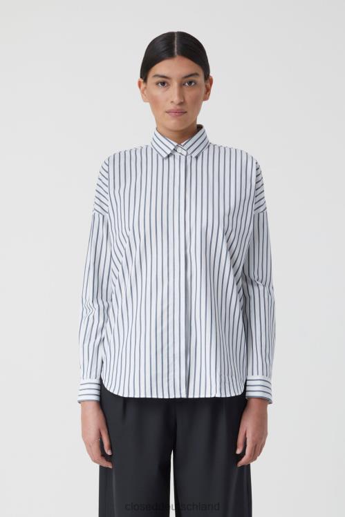 Kleidung blaues Heidekraut 0RP8Z462 CLOSED gestreifte Bluse Frauen