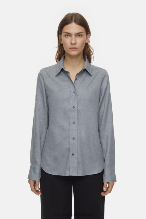 Kleidung dunkelgrau meliert 0RP8Z464 CLOSED Hemdbluse mit Schurwolle Frauen