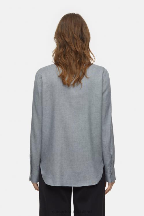 Kleidung dunkelgrau meliert 0RP8Z464 CLOSED Hemdbluse mit Schurwolle Frauen