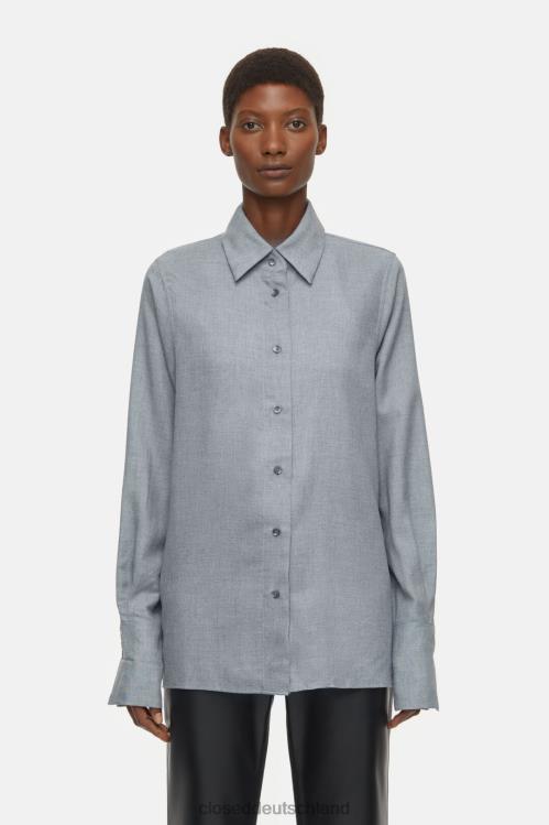 Kleidung dunkelgrau meliert 0RP8Z467 CLOSED Hemdbluse mit Schurwolle Frauen