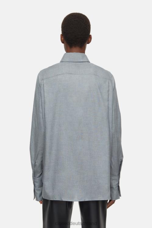 Kleidung dunkelgrau meliert 0RP8Z467 CLOSED Hemdbluse mit Schurwolle Frauen