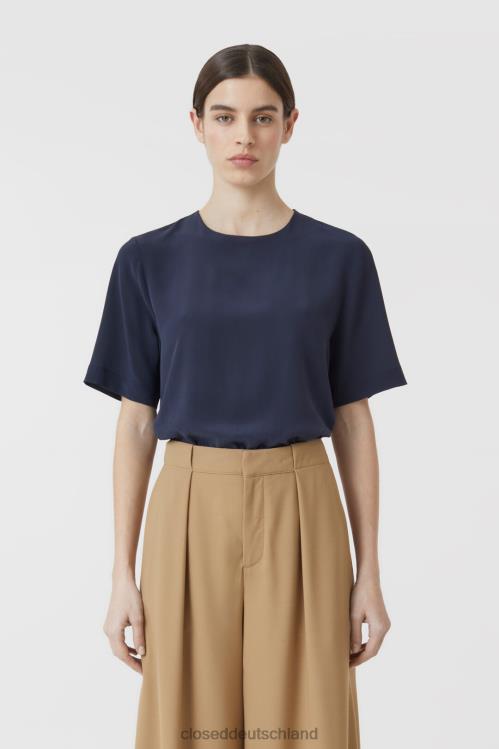 Kleidung dunkle Nacht 0RP8Z1583 CLOSED kurzärmelige Seidenbluse Frauen