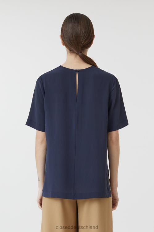 Kleidung dunkle Nacht 0RP8Z1583 CLOSED kurzärmelige Seidenbluse Frauen