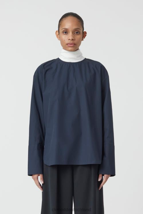 Kleidung dunkle Nacht 0RP8Z1595 CLOSED Bluse aus Bio-Popeline Frauen