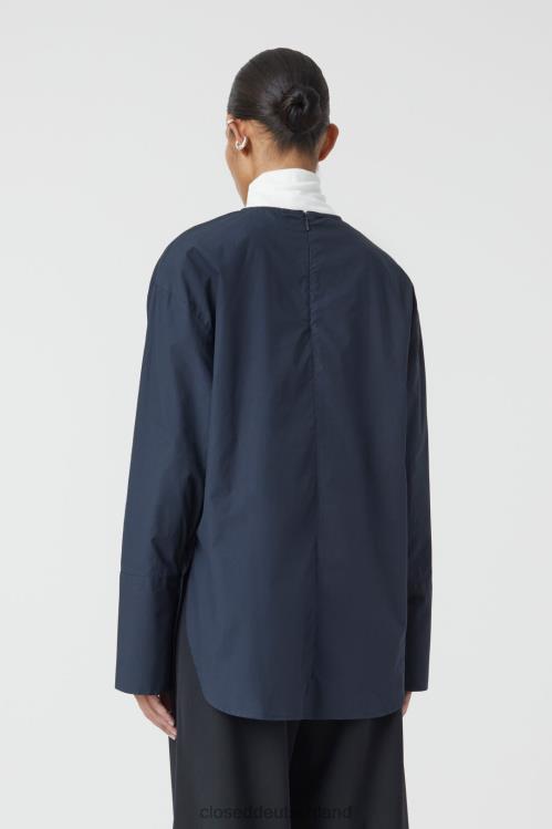 Kleidung dunkle Nacht 0RP8Z1595 CLOSED Bluse aus Bio-Popeline Frauen