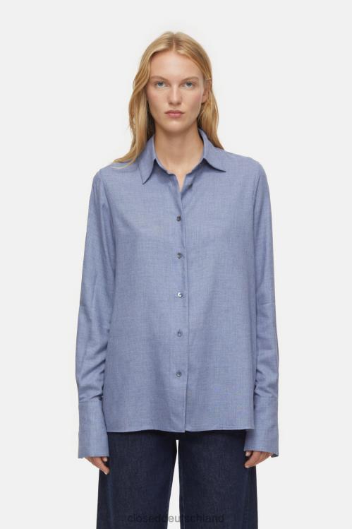 Kleidung dunkle Nacht 0RP8Z443 CLOSED Hemdbluse mit Schurwolle Frauen