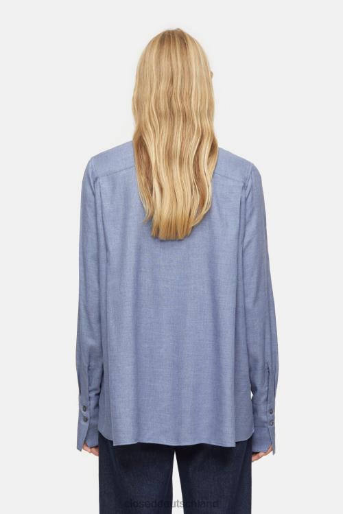Kleidung dunkle Nacht 0RP8Z443 CLOSED Hemdbluse mit Schurwolle Frauen