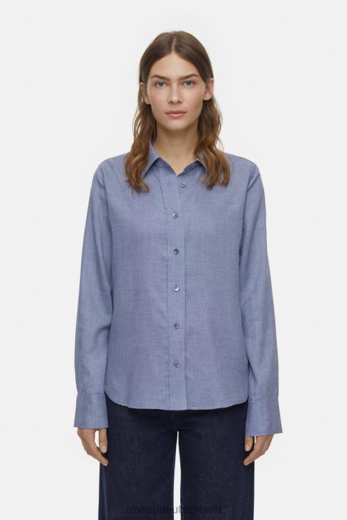 Kleidung dunkle Nacht 0RP8Z469 CLOSED Hemdbluse mit Schurwolle Frauen