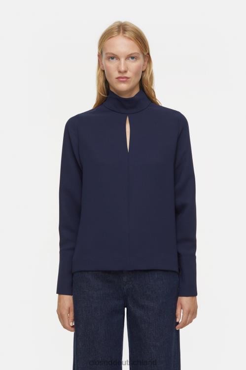 Kleidung dunkle Nacht 0RP8Z494 CLOSED Bluse mit Stehkragen Frauen