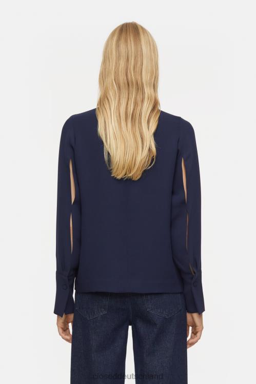 Kleidung dunkle Nacht 0RP8Z494 CLOSED Bluse mit Stehkragen Frauen