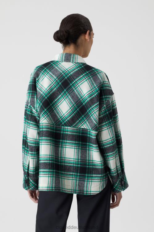 Kleidung grüne Patina 0RP8Z1585 CLOSED Kariertes Overshirt aus Wollmischung Frauen