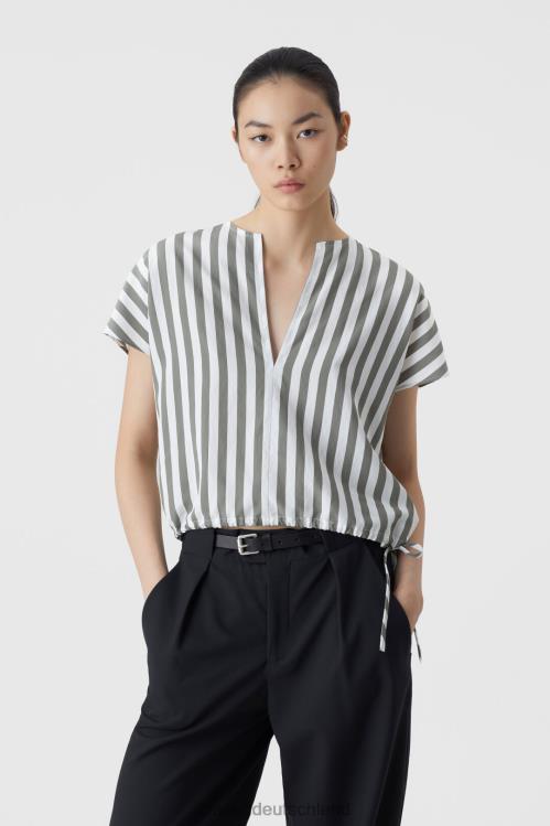 Kleidung helles Moosgrün 0RP8Z1562 CLOSED kurze Bluse Frauen