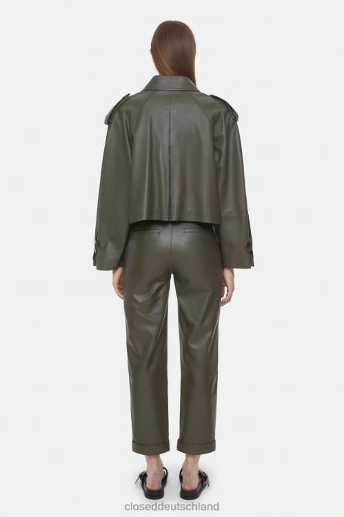 Kleidung Armeegrün 0RP8Z292 CLOSED kurze Lederjacke Frauen