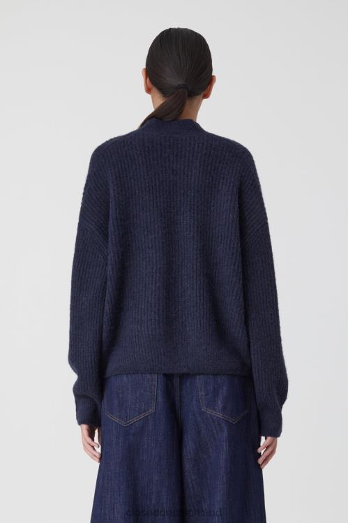 Kleidung dunkle Nacht 0RP8Z319 CLOSED Strickjacke mit V-Ausschnitt Frauen