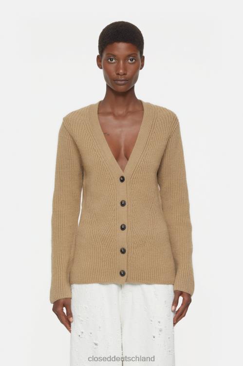Kleidung getrockneter Tabak 0RP8Z354 CLOSED Strickjacke aus reiner Wolle Frauen