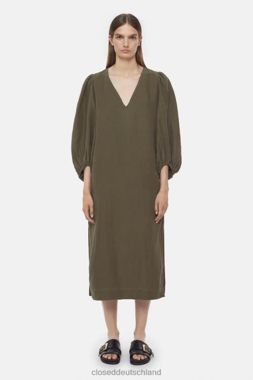 Kleidung Armeegrün 0RP8Z602 CLOSED Kleid aus Seidenleinen Frauen