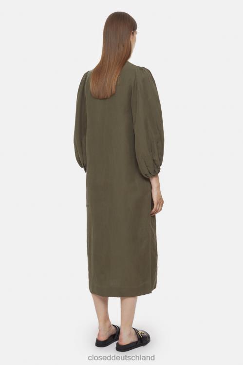 Kleidung Armeegrün 0RP8Z602 CLOSED Kleid aus Seidenleinen Frauen