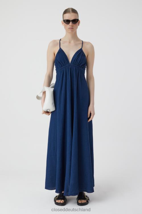 Kleidung Dunkelblau 0RP8Z1750 CLOSED Maxikleid aus Leinen und Baumwolle Frauen