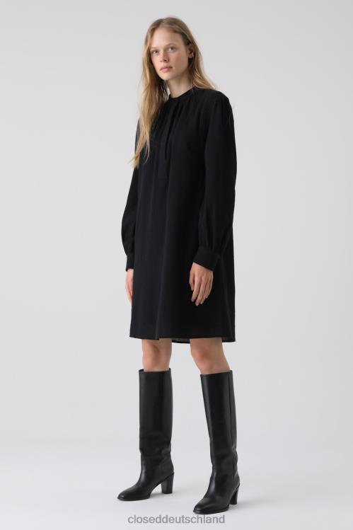 Kleidung Schwarz 0RP8Z1766 CLOSED Kleid aus Baumwollkrepp Frauen