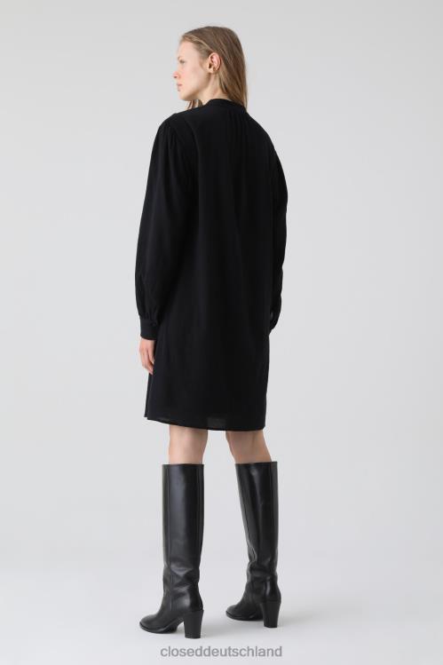 Kleidung Schwarz 0RP8Z1766 CLOSED Kleid aus Baumwollkrepp Frauen