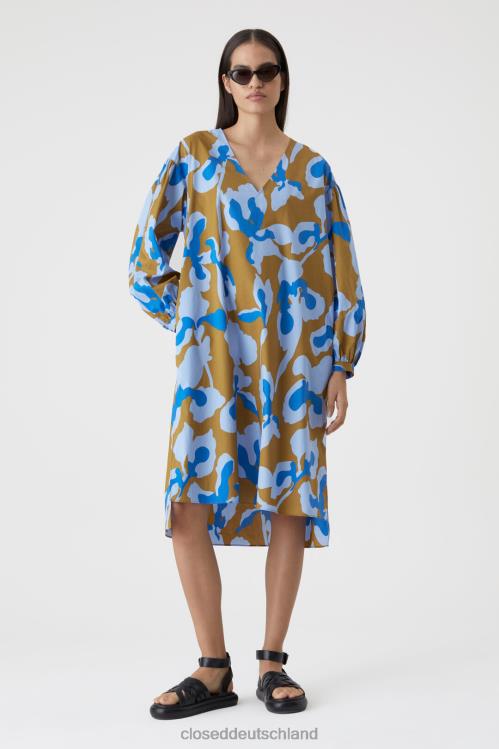 Kleidung ozeanisches Blau 0RP8Z1751 CLOSED Popeline-Kleid Frauen