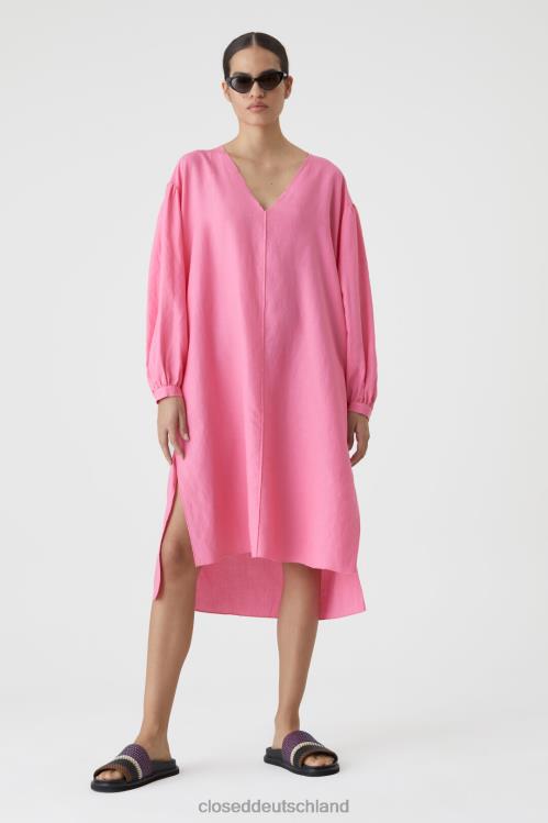 Kleidung rosa Lilien 0RP8Z1743 CLOSED Kleid mit V-Ausschnitt Frauen