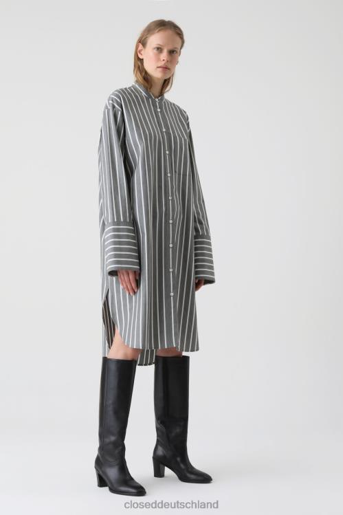 Kleidung schwarz gewaschen 0RP8Z1765 CLOSED gestreiftes Hemdkleid Frauen