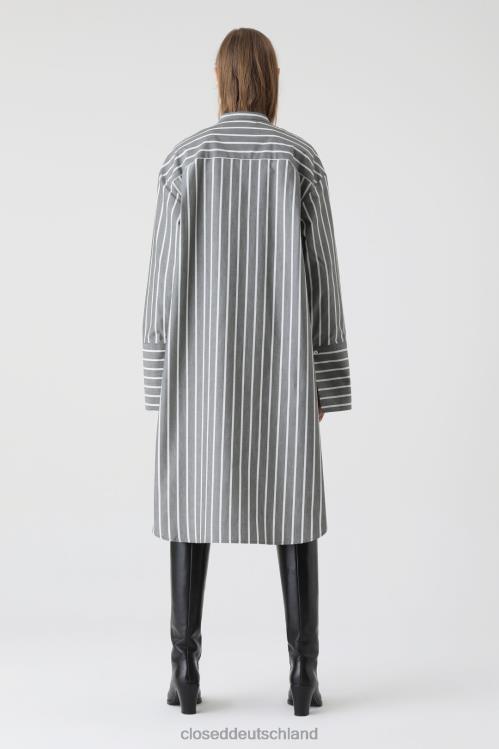 Kleidung schwarz gewaschen 0RP8Z1765 CLOSED gestreiftes Hemdkleid Frauen
