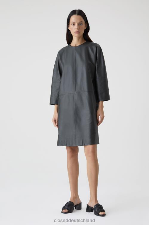 Kleidung schwarz gewaschen 0RP8Z1768 CLOSED Lederkleid Frauen