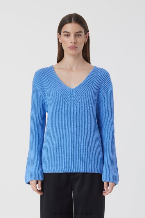 Kleidung Chambrayblau 0RP8Z385 CLOSED V-Pullover aus Bio-Baumwolle Frauen