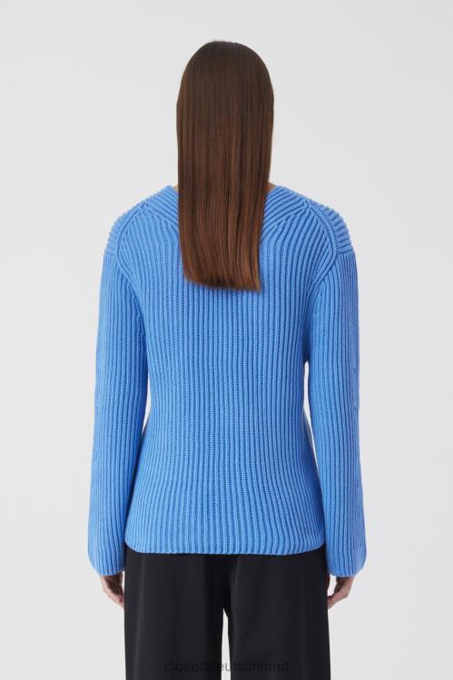 Kleidung Chambrayblau 0RP8Z385 CLOSED V-Pullover aus Bio-Baumwolle Frauen