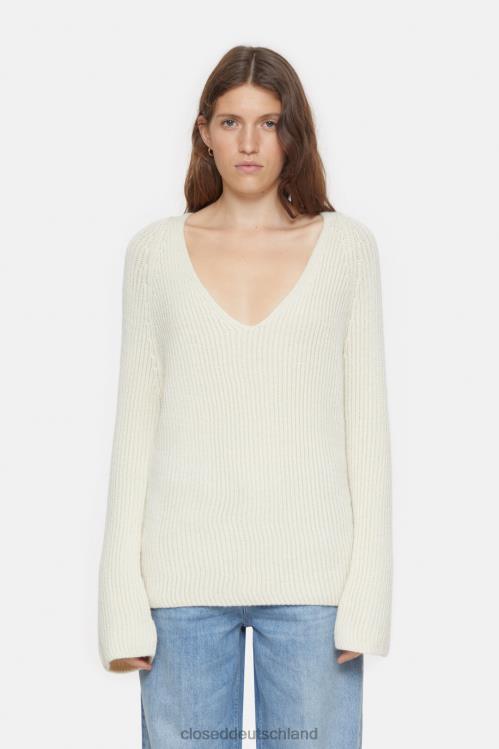 Kleidung Elfenbein 0RP8Z376 CLOSED V-Ausschnitt-Sweater Frauen