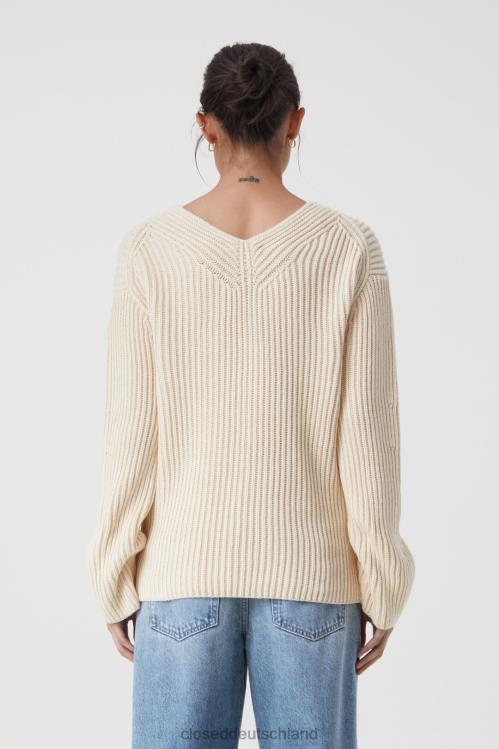 Kleidung Elfenbein 0RP8Z392 CLOSED V-Pullover aus Bio-Baumwolle Frauen