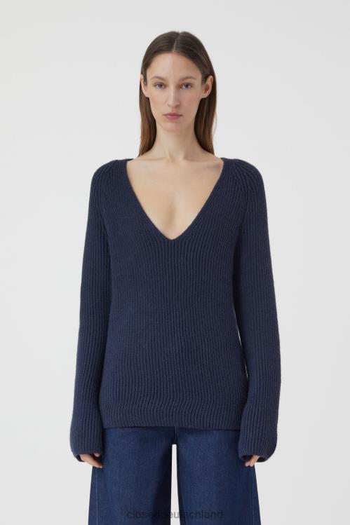 Kleidung Weltraumblau 0RP8Z325 CLOSED V-Ausschnitt-Sweater Frauen