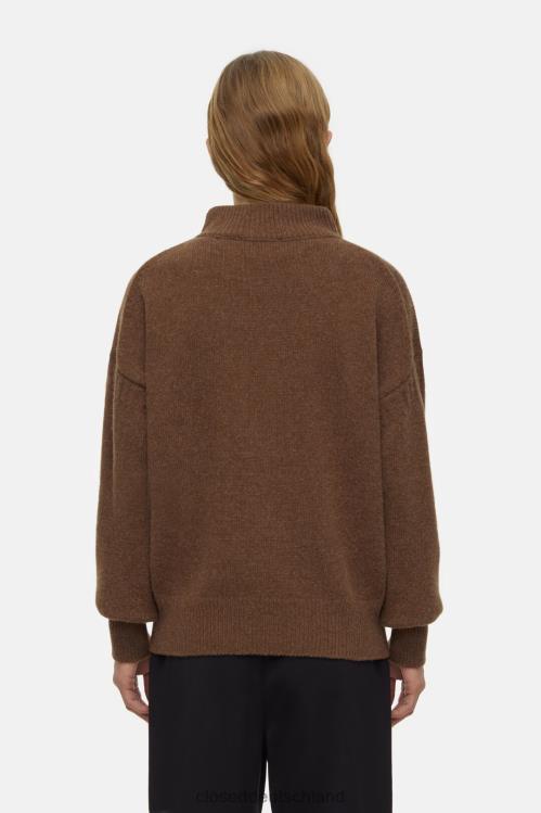 Kleidung alte Kiefer 0RP8Z334 CLOSED Wollpullover mit halbem Reißverschluss Frauen