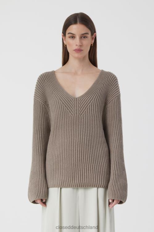 Kleidung brauner Zucker 0RP8Z410 CLOSED V-Pullover aus Bio-Baumwolle Frauen